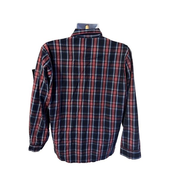 Majestic International red white blue plaid long sleeve button up shirt size M f - Picture 2 of 6
